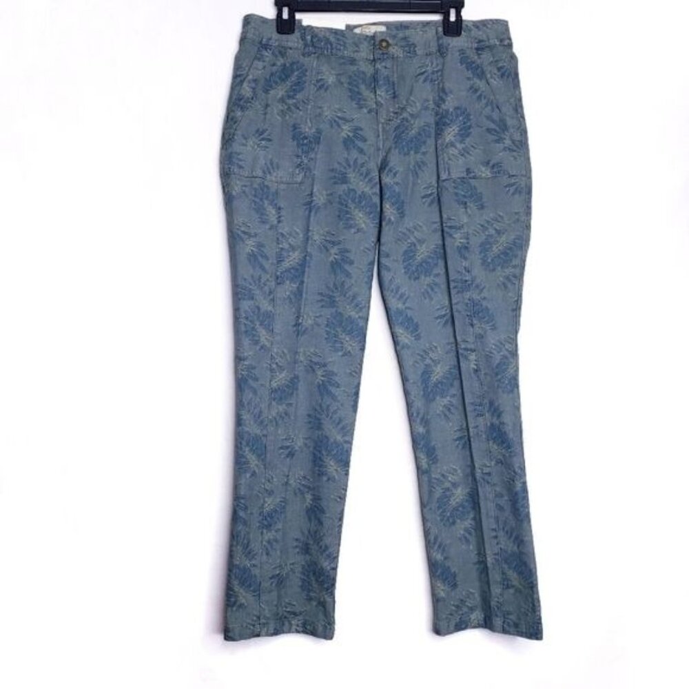 Bob Timberlake Green & Blue Leaf Print Straight Leg Jeans Women's Size 12